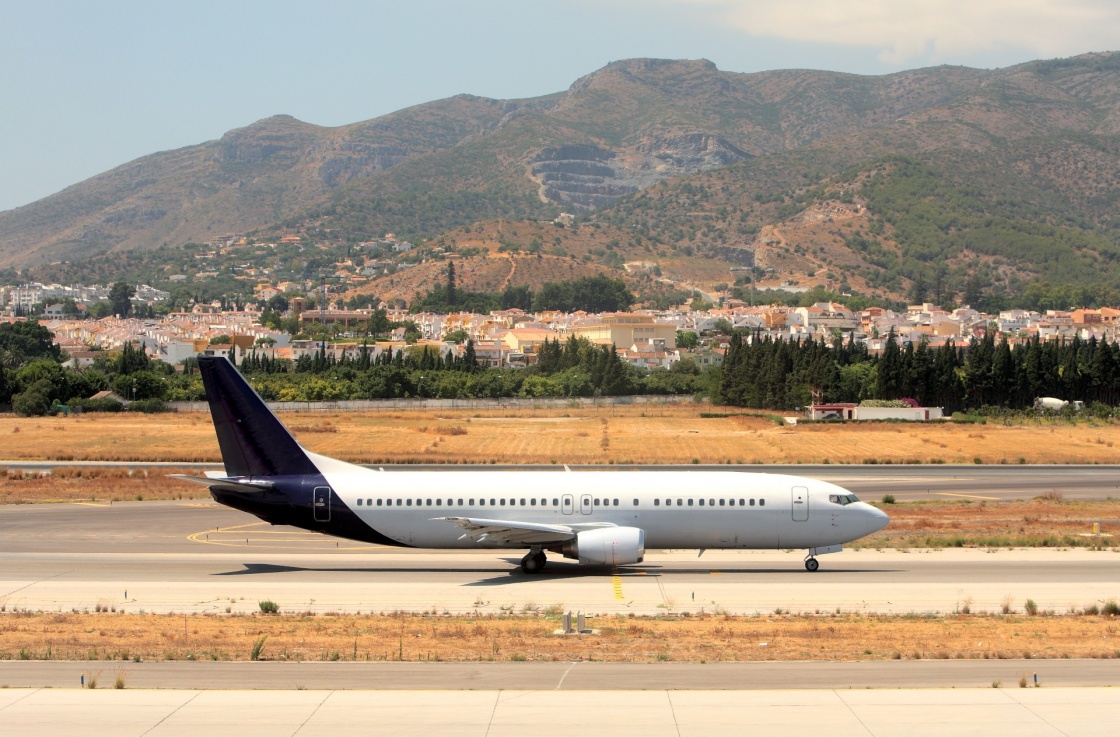'Large Passenger Airplane on the Runway at Malaga Airport in Spain on the Costa del Sol' - Andalusia