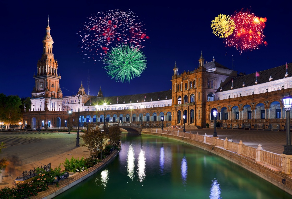 'Fireworks in Sevilla Spain - holiday background' - Andalusia